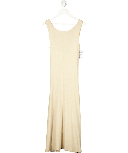 Fig & Basil Beige Knitted Rib Midaxi Dress UK 12