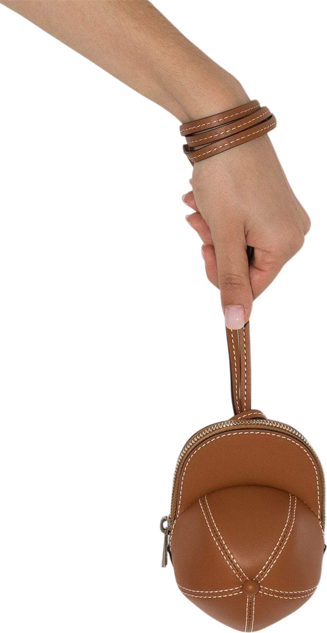 JW ANDERSON Tan Brown Leather Nano Cap Crossbody Bag
