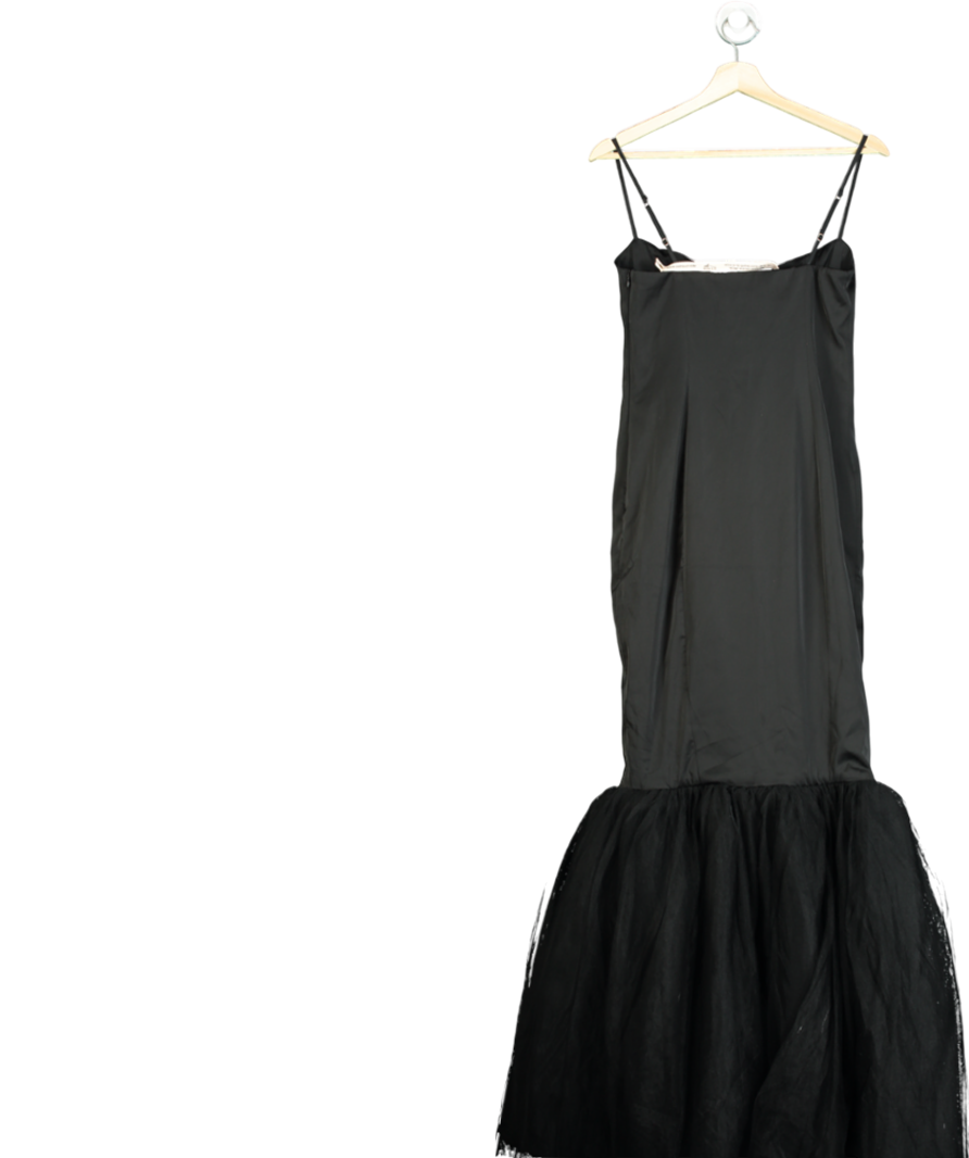 Oh Polly Black Tulle Hem Fishtail Gown UK 10