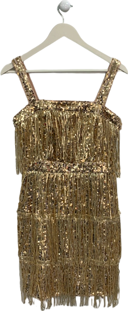 Gold Sequin Fringe Dress EU 36 UK 8