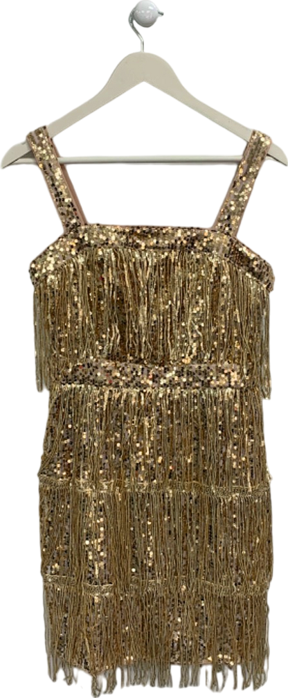 Gold Sequin Fringe Dress EU 36 UK 8