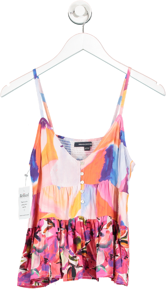French Connection Pink Multicoloured Print Cami Top UK 10