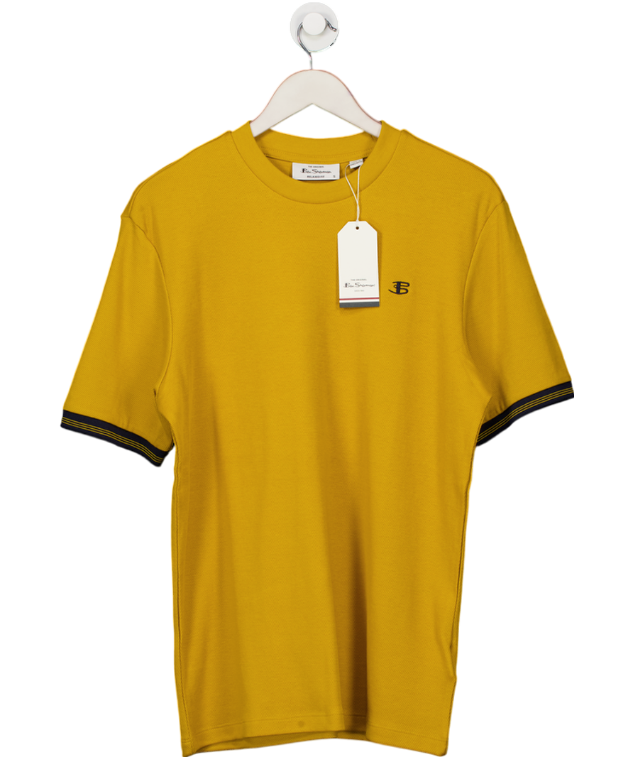 Ben Sherman Yellow Textured Tipped Tee In Mustard UK S