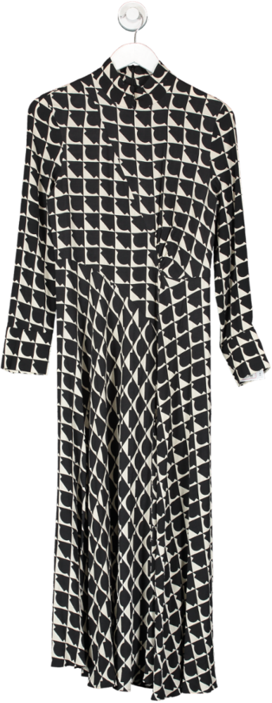 ZARA Black Monochrome Print Maxi Dress UK XS