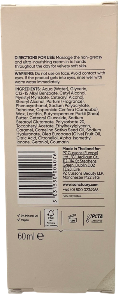 sanctuary spa Rich Hand Cream 60ml