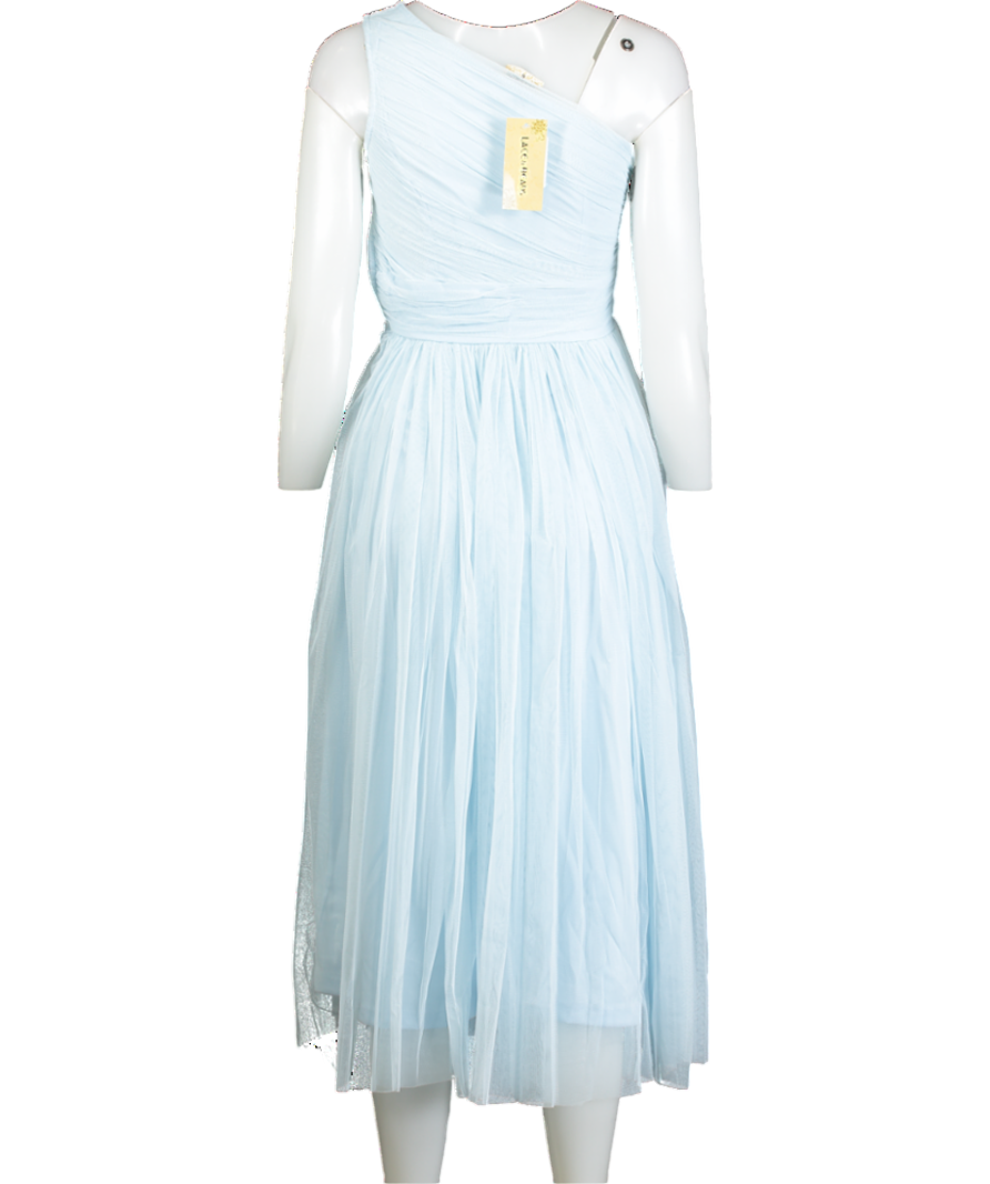 Lace & Beads Blue One Shoulder Tulle Midi Dress UK 6
