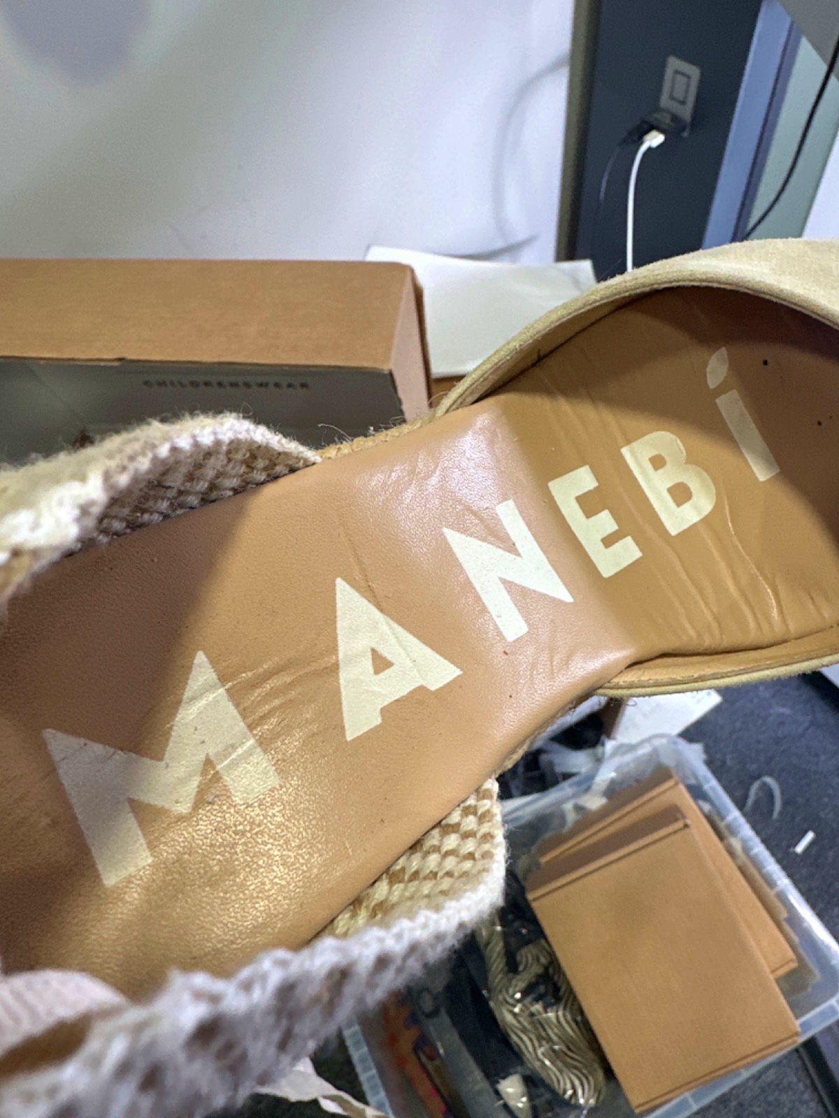 Manebi Beige Suede Espadrille Wedges UK 6 EU 39