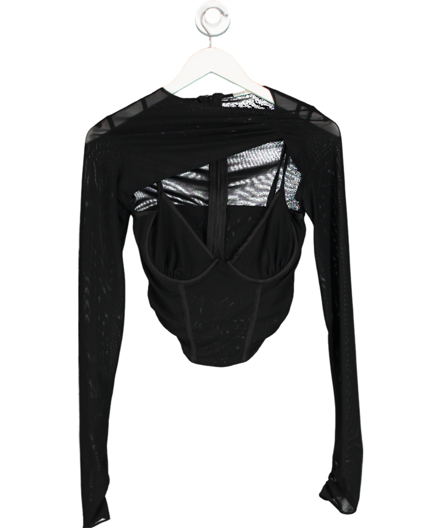 House of CB Black Mesh Layered Top UK XS