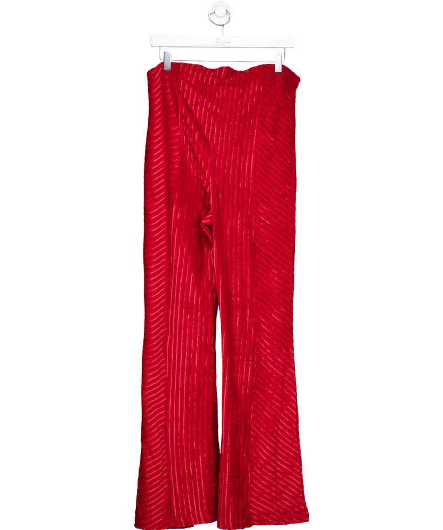Free People Red Slim Pull-on Velvet Flare Pants UK XL