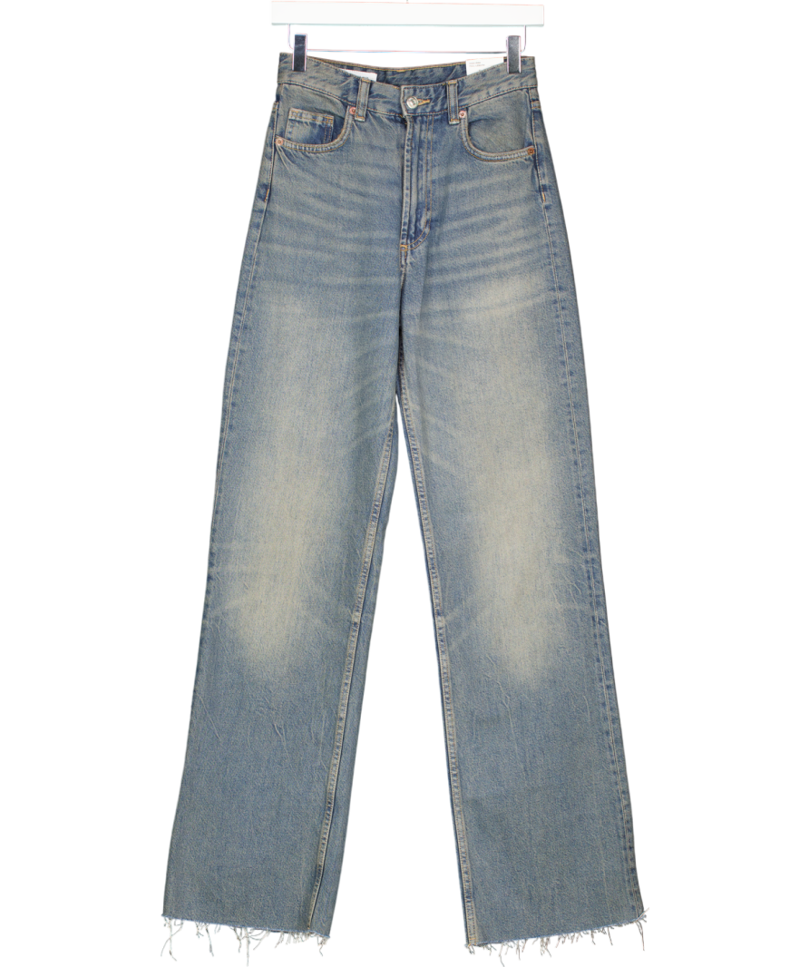 ZARA Blue High Rise Full Length Wide Leg Jeans UK 6