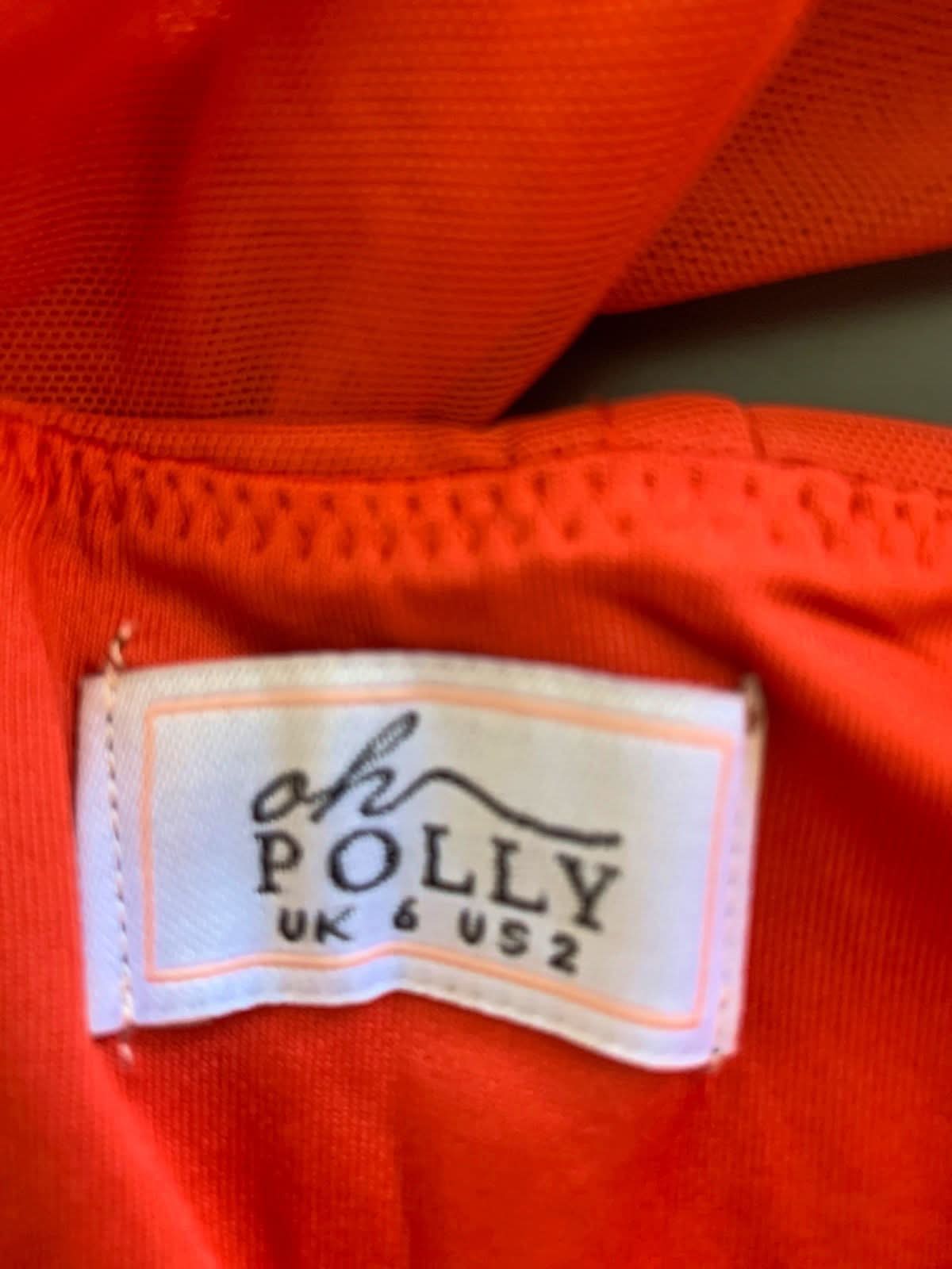 Oh Polly Red Sheer Mesh Ruched Mini Dress Size UK 6