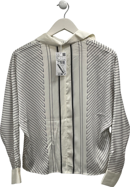 MANGO Cream Striped Satin Shirt UK XS