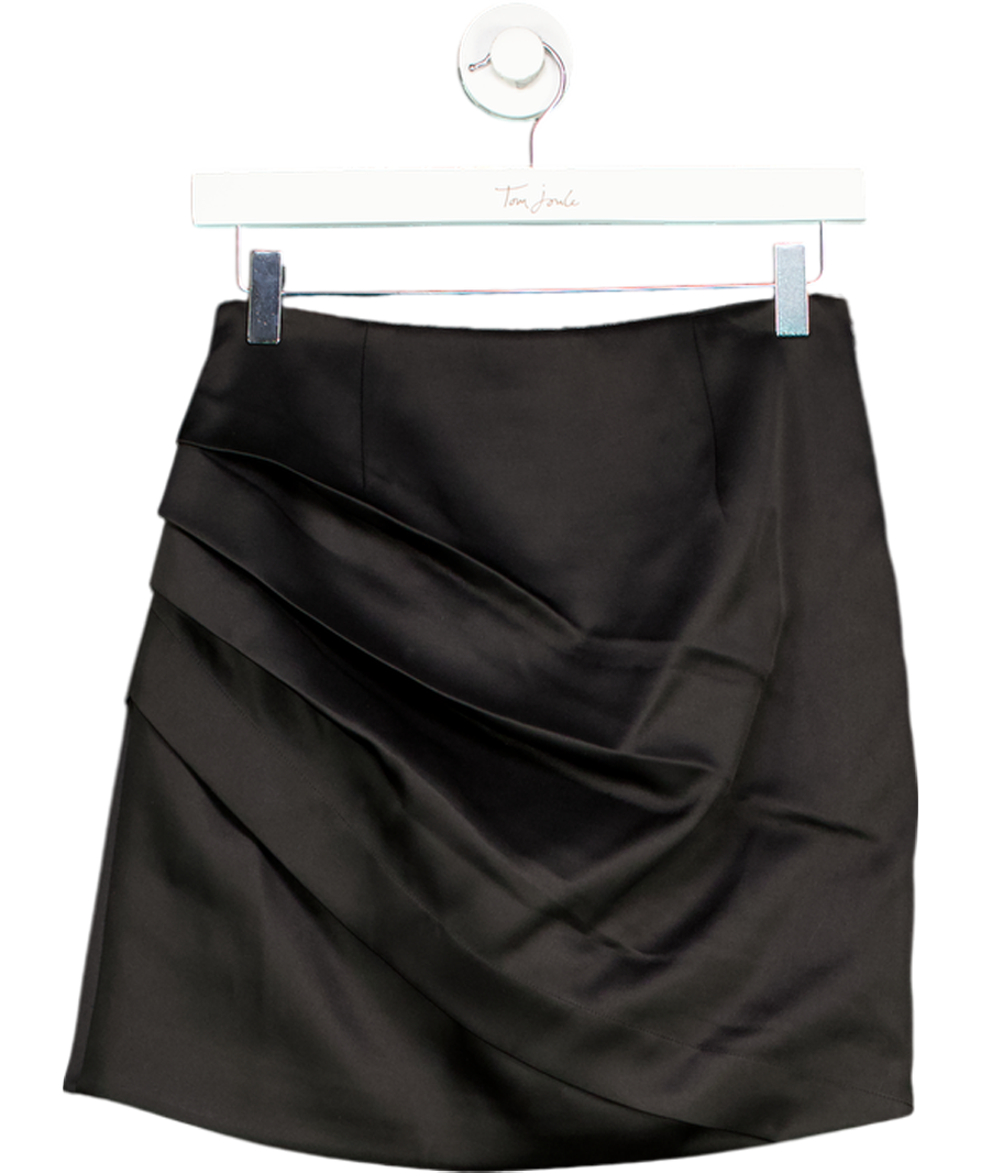 Karen Millen Black Structured Viscose Satin Tailored Ruched Mini Skirt UK 8