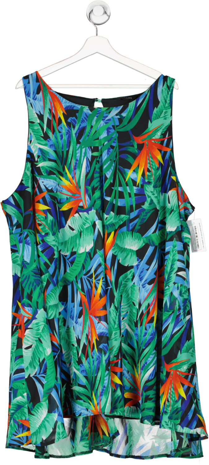 Yours Green Sleeveless Tropic Print Midi Dress UK 30