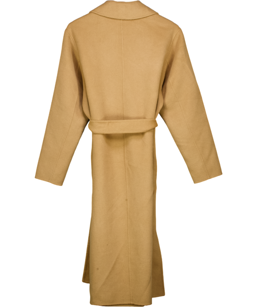 Tommy Hilfiger Beige Belted Double Breasted Wool Blend Coat Camel UK 8