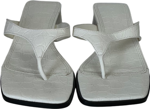 Topshop Indy Toe Post Mid Heeled Sandals In Off White Croc UK 5 EU 38 👠