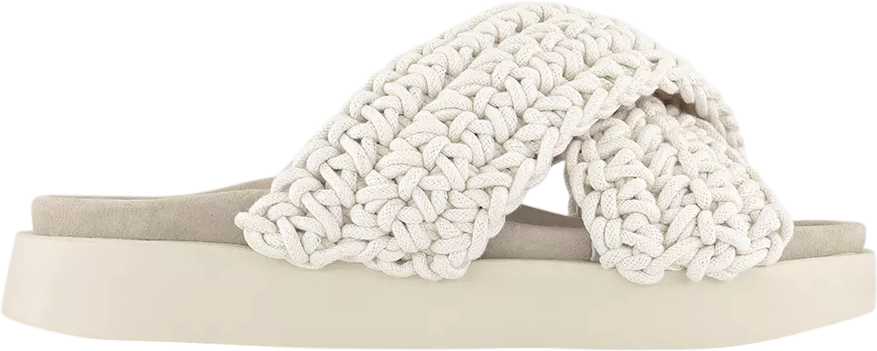 INUIKII Cream Woven Slide Sandals With Soft Leather Footbed. UK 4 EU 37 👠