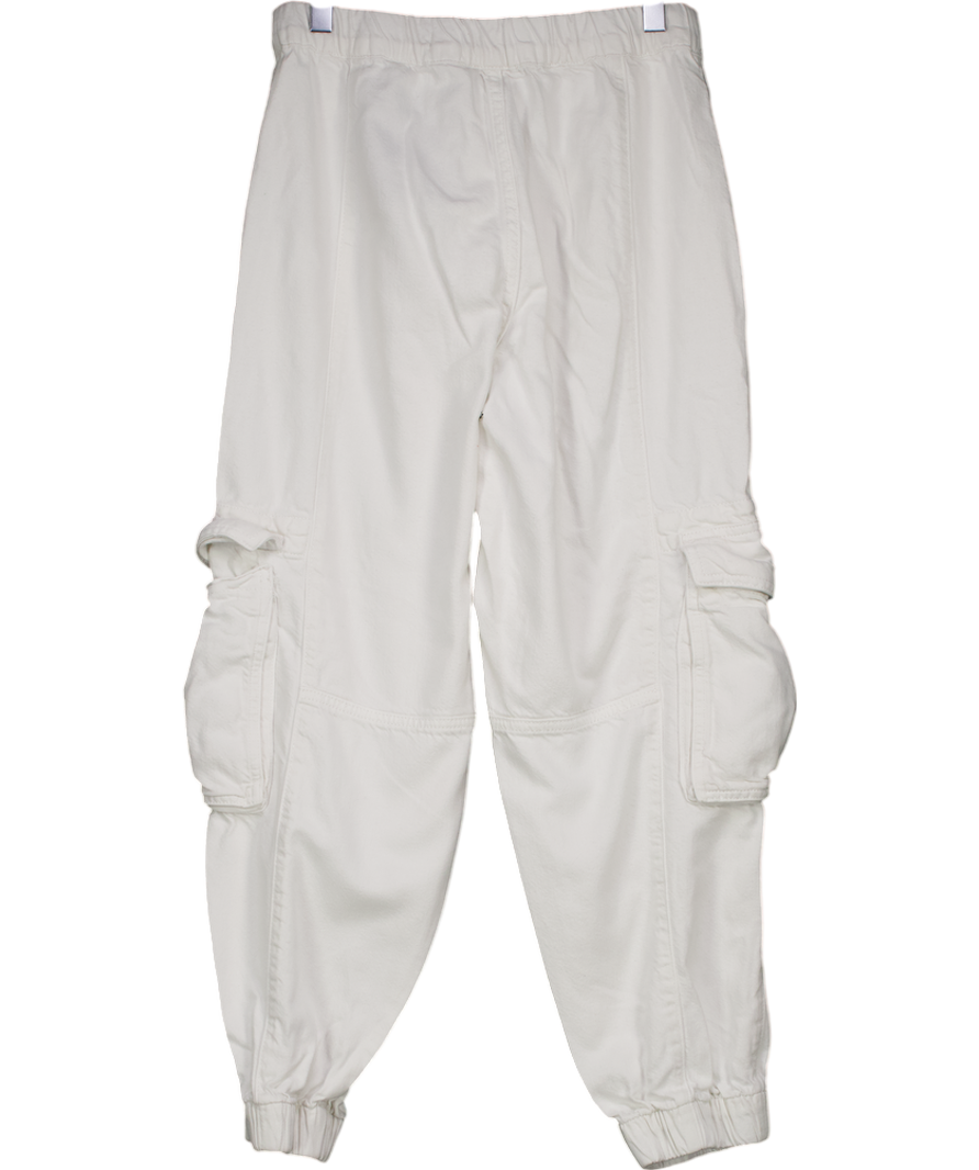 All Saints White Frieda Denim Cargo Trousers UK 6
