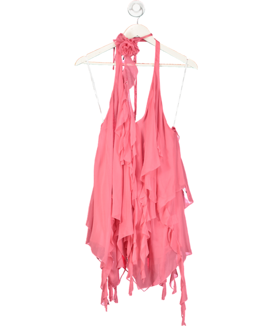 Retrofete Pink Caspian Silk Chiffon Dress UK S