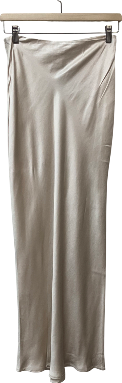 4th & Reckless Cream Tall Satin Maxi Skirt UK 8