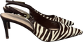 DUNE LONDON Brown Closed Leather Zebra Pointed Slingback Courts, Brown/cream UK 7 EU 40 👠