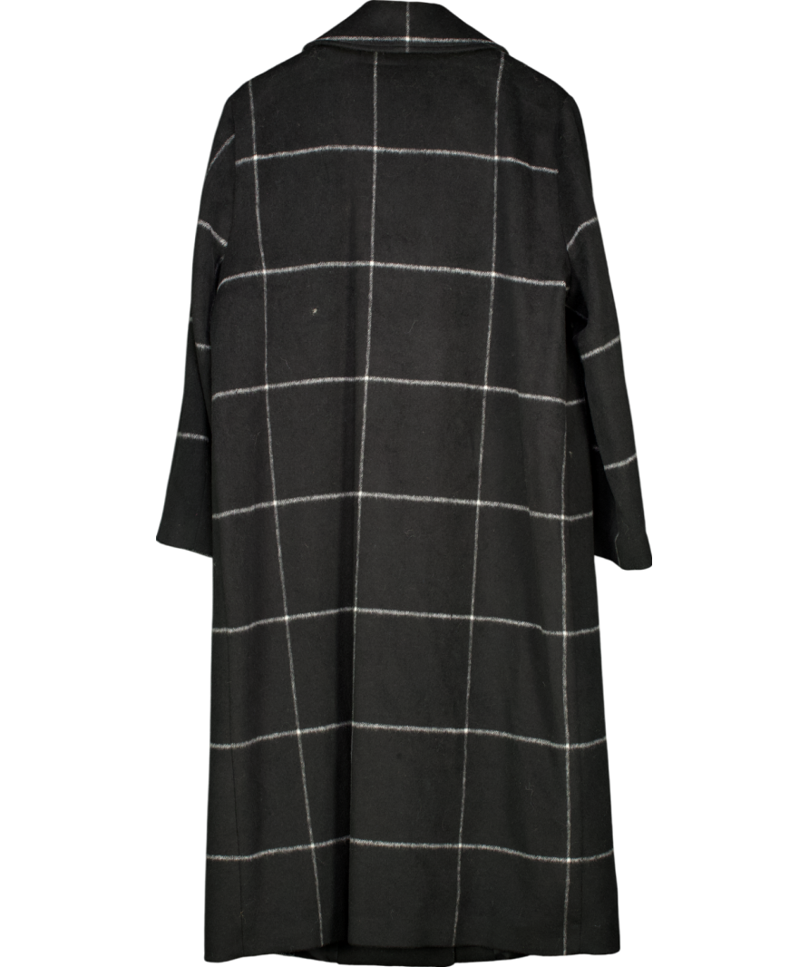 Anthology Black Double Breasted Check Coat UK 16