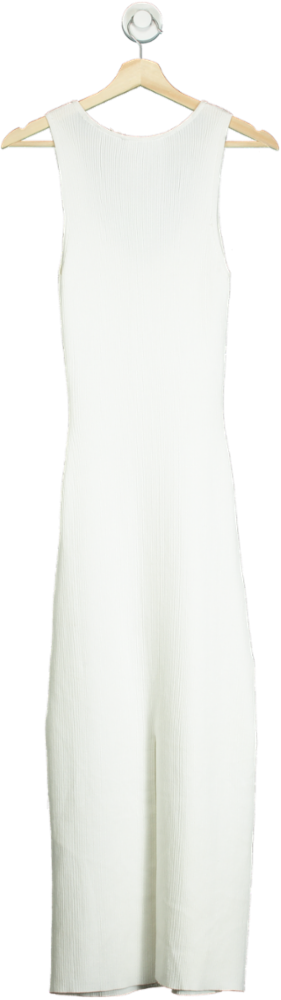 NA-KD White Fine Knitted Scoop Neck Midi Dress UK S