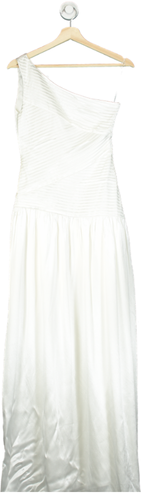 Meshki Ivory Jenna One Shoulder Pleated Maxi Dress UK S