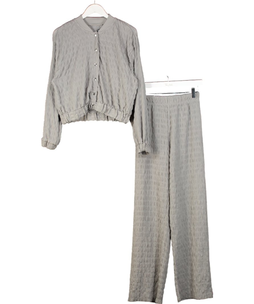 ZARA Textured Grey Shirt And Trouser Set UK S