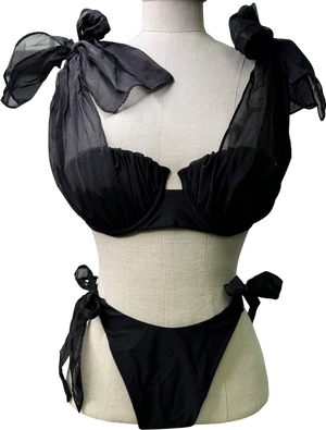 Club L London Black Adrift 2-piece Bikini With Bows UK 6