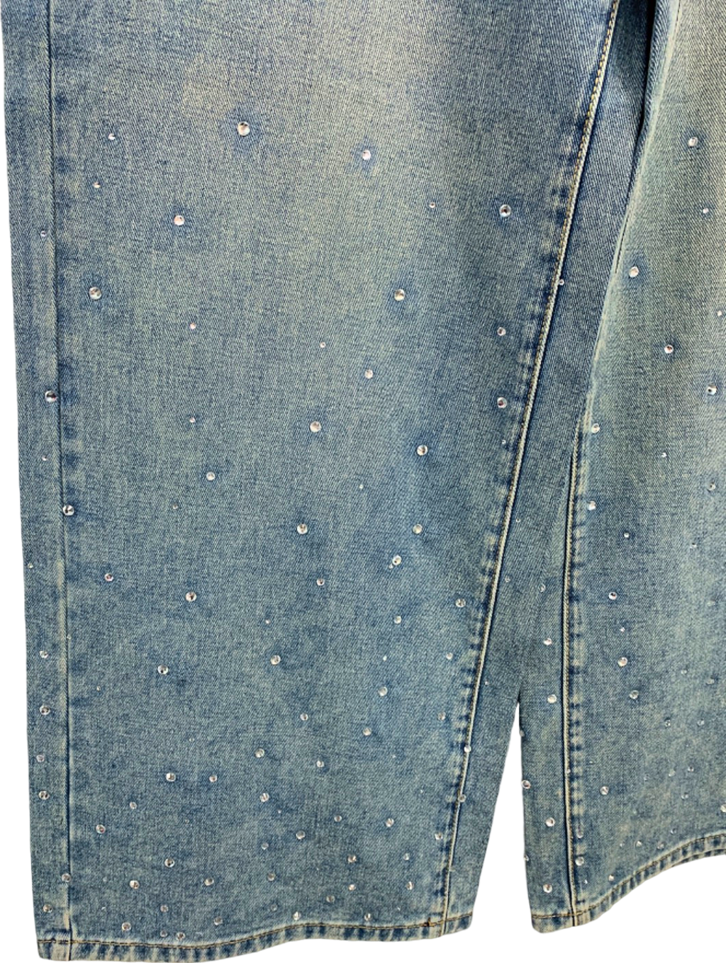 House of Sunny Sky Blue Crystalised Wide Leg Denim 8