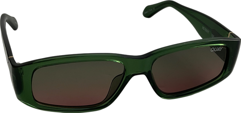 QUAY Deep Green Frame / Brown Lens Sunglasses in case