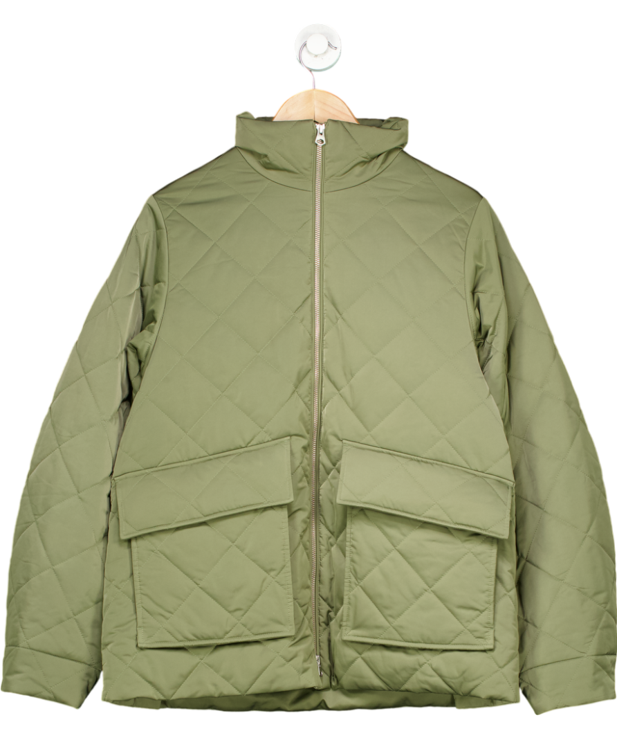 & Other Stories Green Diamond Quilted Jacket UK L
