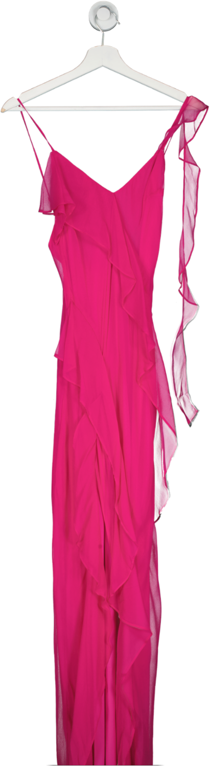 Amanda Uprichard Pink Ruffle Silk Gown UK XXS