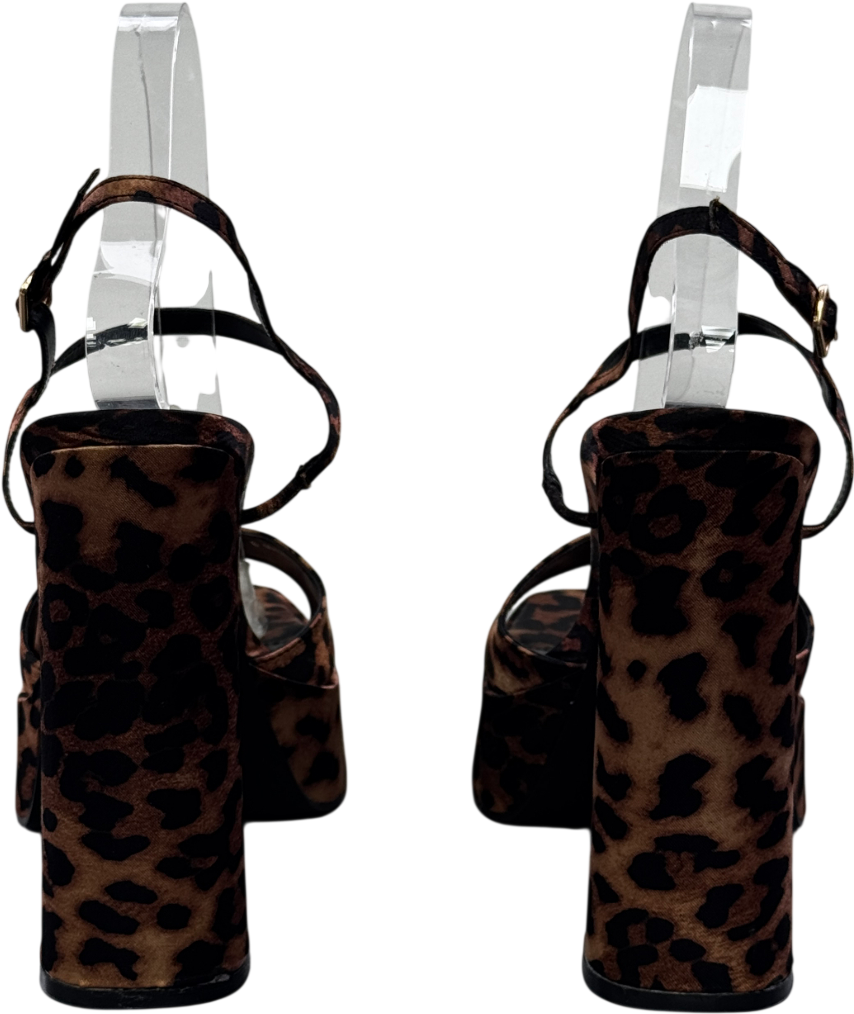 Public Desire Brown Retro Leopard Platform Strappy Heels UK 6 EU 39 👠