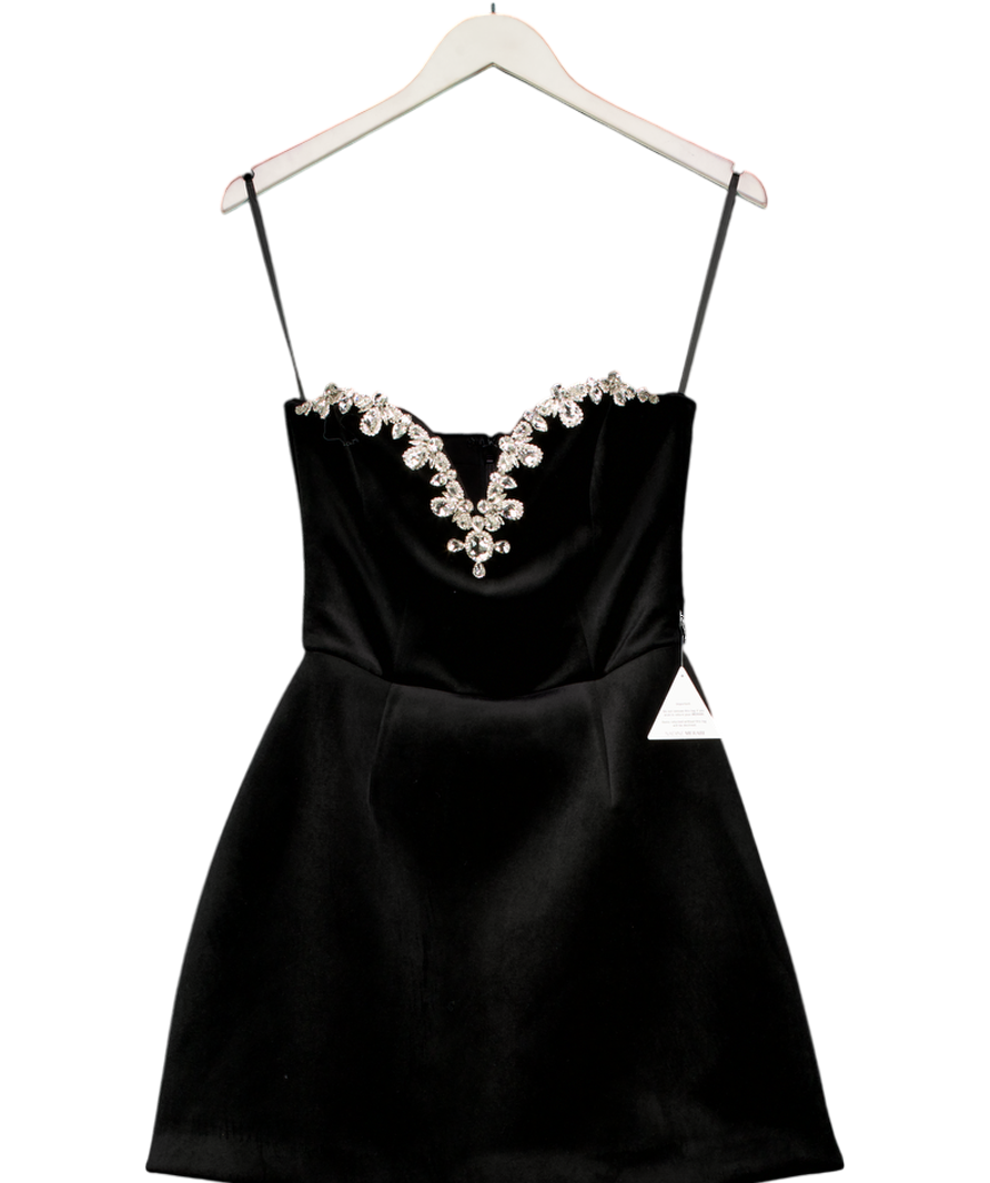Nadine Merabi Black Velvet Jewelled Ines Dress UK 8