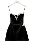Nadine Merabi Black Velvet Jewelled Ines Dress UK 8