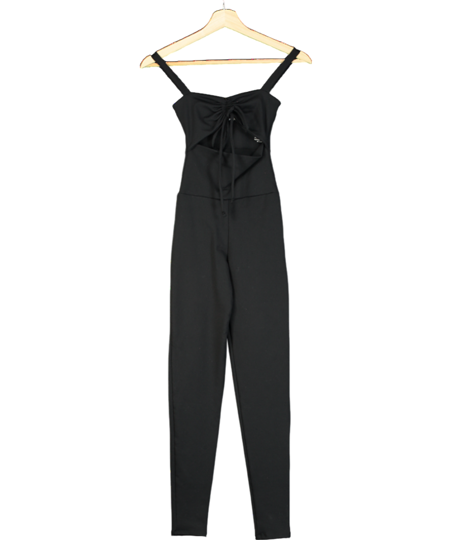 Live The Process Black Bow Front Cut-out Bodysuit UK XS