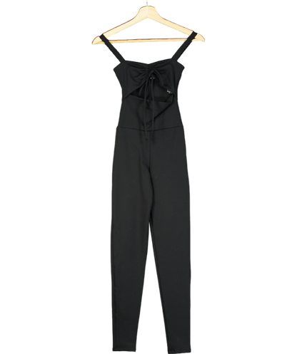 Live The Process Black Bow Front Cut-out Bodysuit UK XS