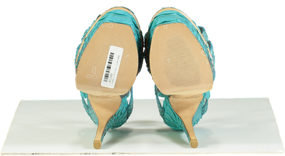 FLOWER Turquoise High Heel Sandals EU 37 UK 4