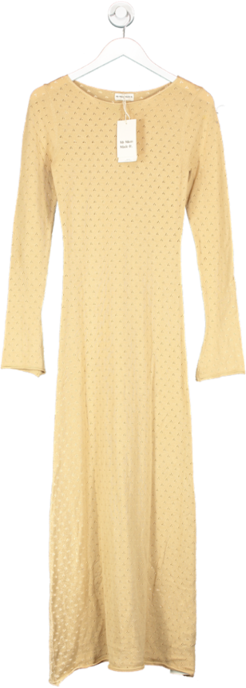 My Mum Made It Nude Pointelle Soft Knit Cotton Maxi Dress UK XS