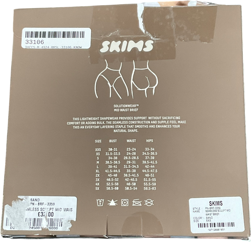 SKIMS Seamless Sculpt Mid Waist Brief In Sand UK XXS