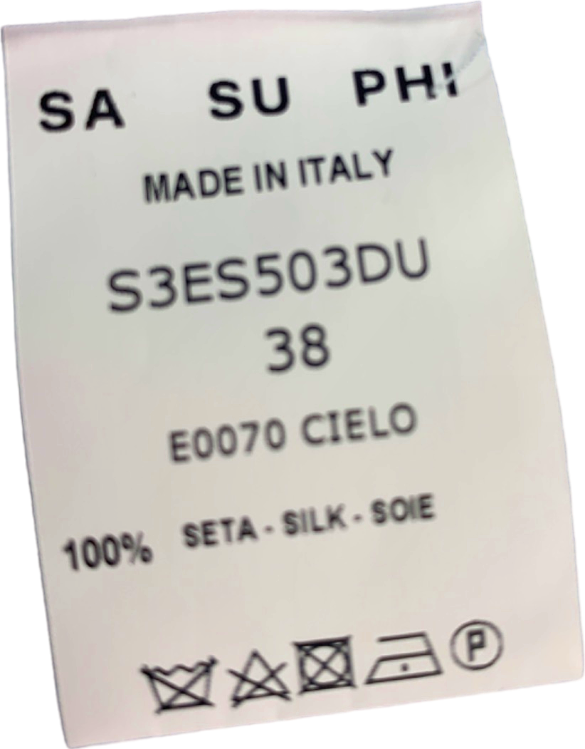 SA SU PHI Light Blue Valentina Silk Dress EU 38 (UK 10)