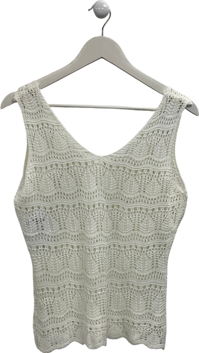 Cream Crochet Tank Top UK S