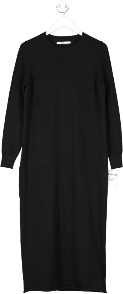 BOA Black Cashmere Blend Column Maxi Dress UK S