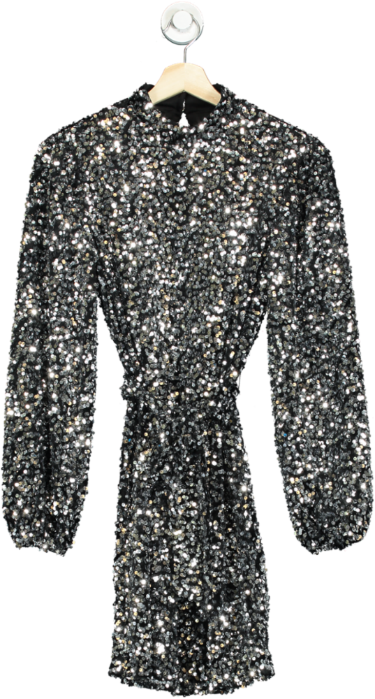 Friends Like These Black Sequin Mini Dress UK 8