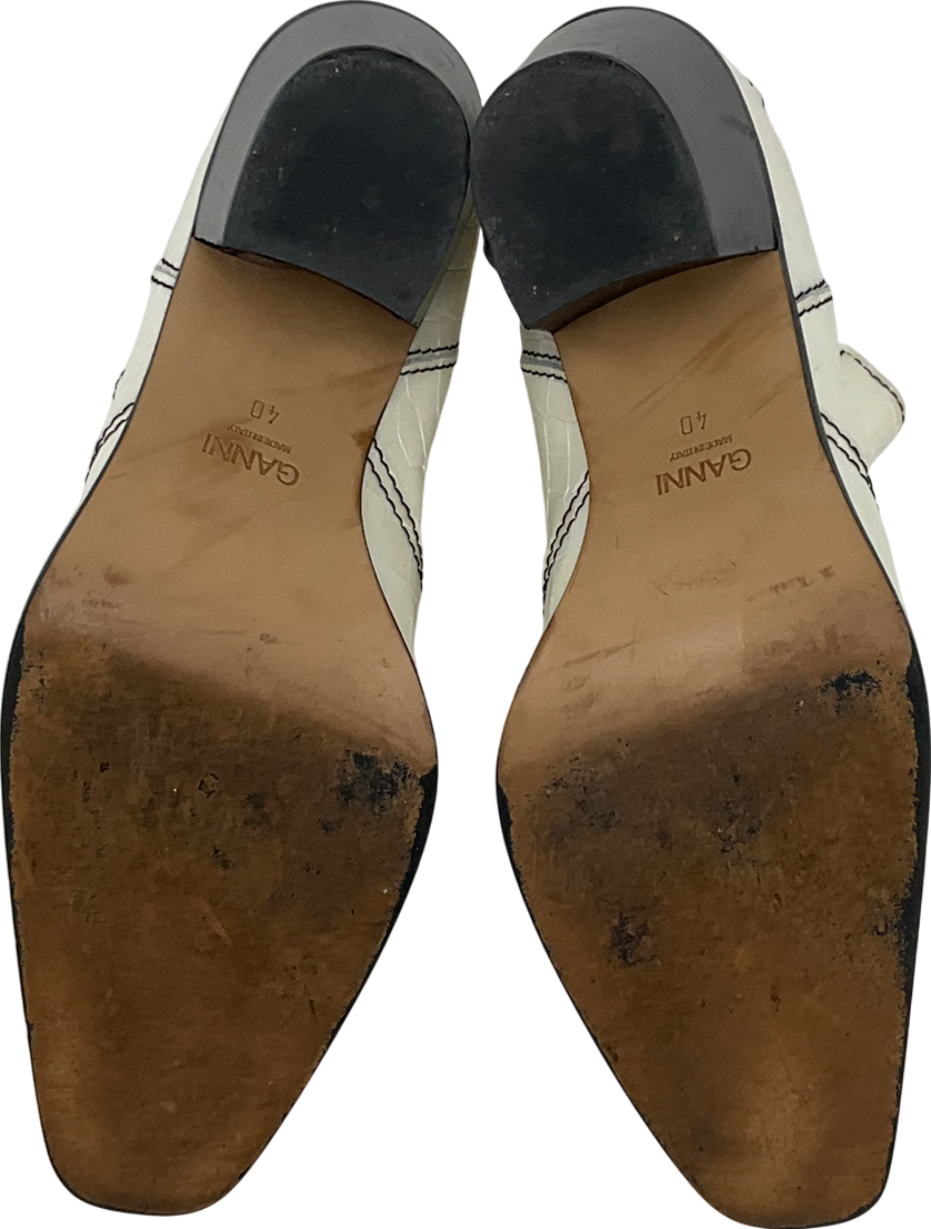 Ganni White Embossed Croc Leather Cali Boots UK 7 EU 40 👠