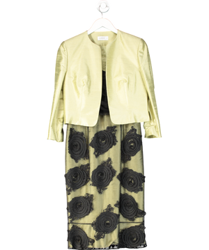 Cappelli Condici Green Occasion Dress, Bolero Jacket And Hat 3 Piece Set UK 10