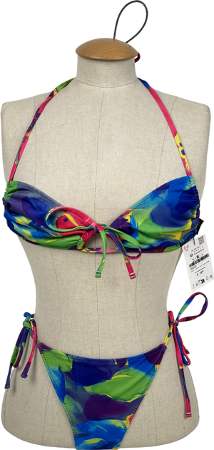 ZARA Multicoloured Printed Bikini Top And Bottoms UK M
