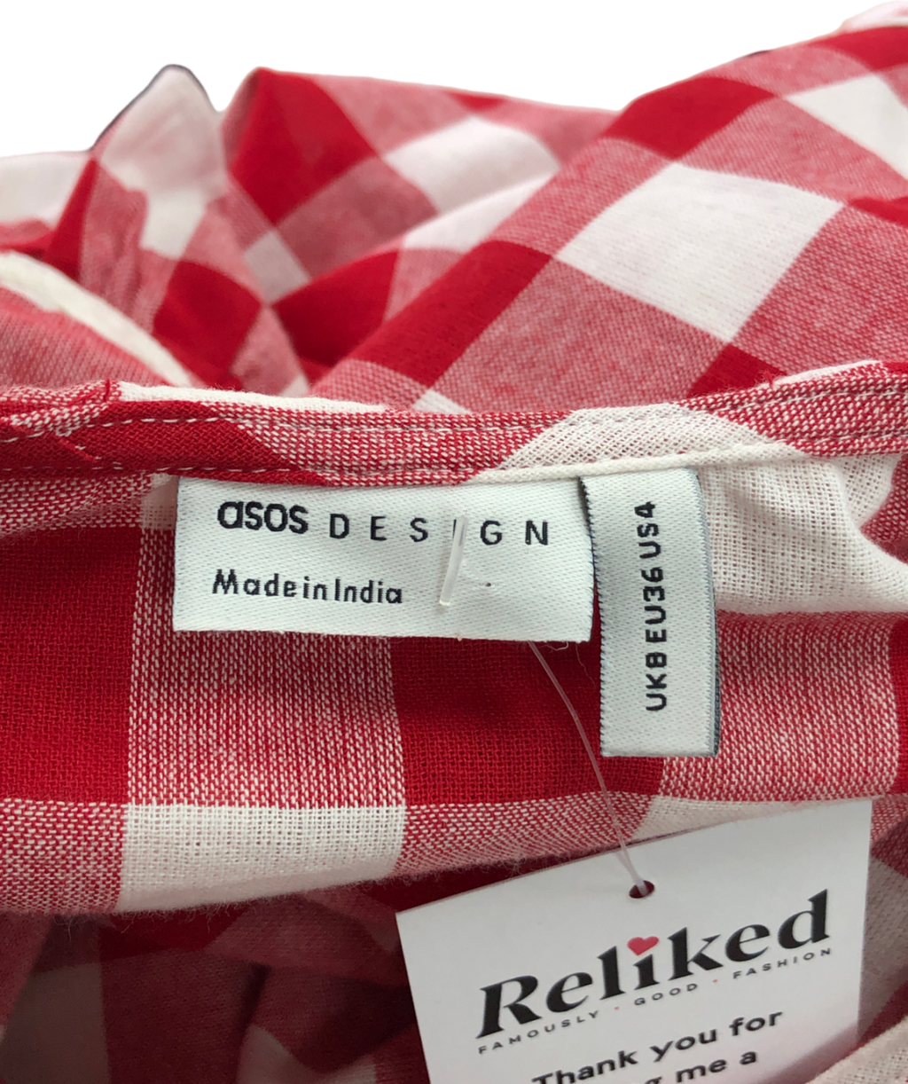 ASOS Red Oversized Frill Collar Blouse UK 8